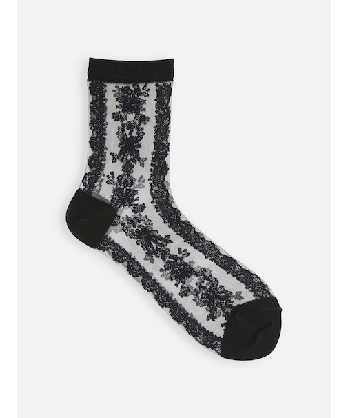 シースルー縦レースショートソックス