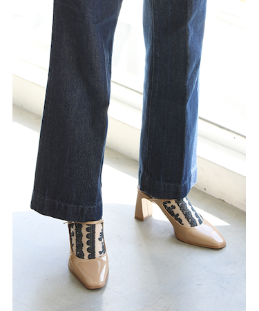 シースルー縦レースショートソックス