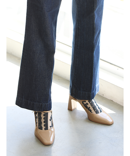 シースルー縦レースショートソックス