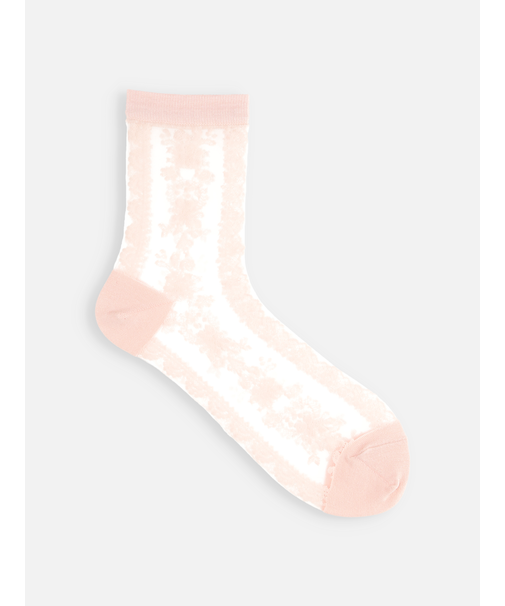 シースルー縦レースショートソックス