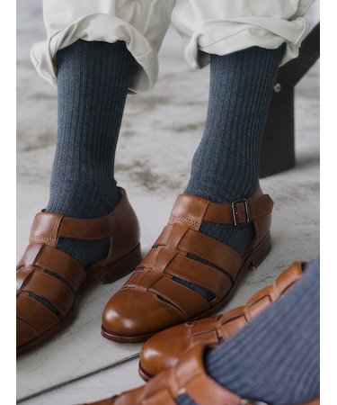 【Tabio MEN】定番/綿混2×2リブレギュラーソックス(23.0～25.0cm)