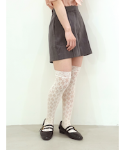 縫製レースオーバーニーソックス