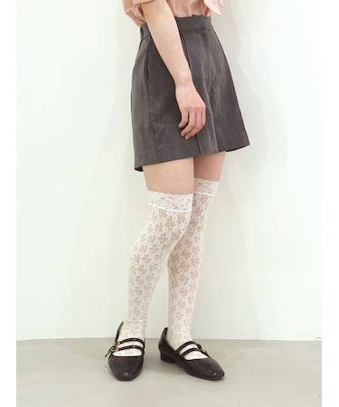 縫製レースオーバーニーソックス