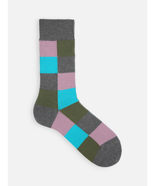 【Tabio MEN】クレイジーブロックレギュラー丈ソックス（窪塚洋介着用商品）