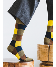 【Tabio MEN】クレイジーブロックレギュラー丈ソックス（窪塚洋介着用商品）