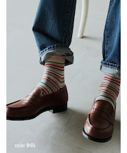 【Tabio MEN】カラフルマルチボーダーショート丈ソックス