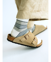 【Tabio MEN】綿麻太ボーダーショートソックス