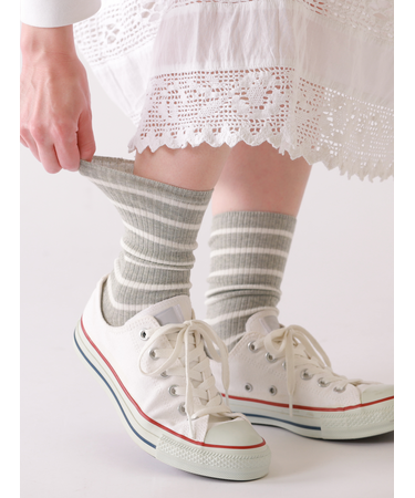 【ゴムくちソフト】リブボーダーソックス