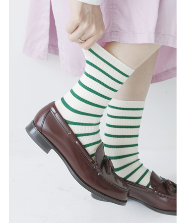 【ゴムくちソフト】リブボーダーソックス