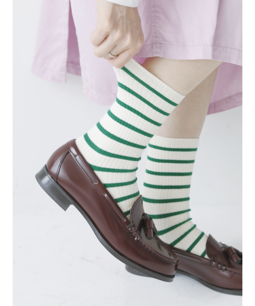 【ゴムくちソフト】リブボーダーソックス