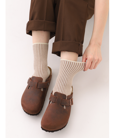 【ゴムくちソフト】ストライプショートソックス