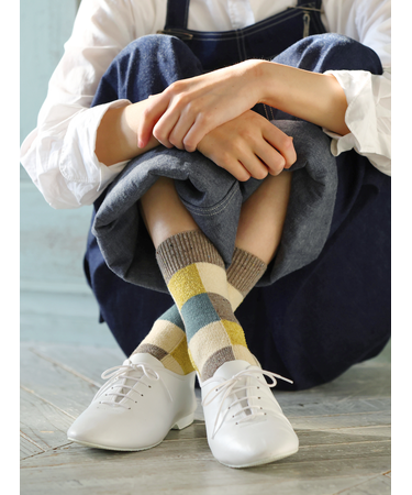 異素材ブロックソックス