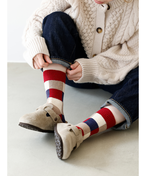 異素材ブロックソックス