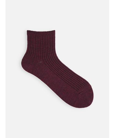 【PURE WOOL】2×2リブショートソックス