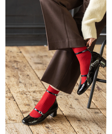 【PURE WOOL】2×2リブショートソックス