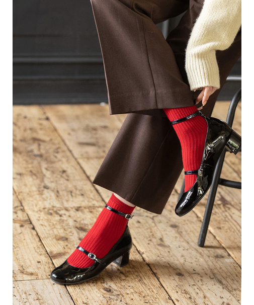 【PURE WOOL】2×2リブショートソックス