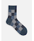 【Tabio MEN】ウールJQブロックチェックショート丈ソックス