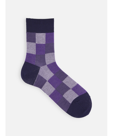 【Tabio MEN】ウールJQブロックチェックショート丈ソックス