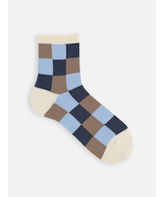 【Tabio MEN】ブロックチェックショートソックス