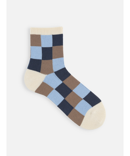 【Tabio MEN】ブロックチェックショートソックス