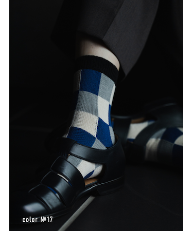 【Tabio MEN】ブロックチェックショートソックス