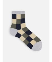 【Tabio MEN】ブロックチェックショートソックス