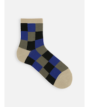 【Tabio MEN】ブロックチェックショートソックス