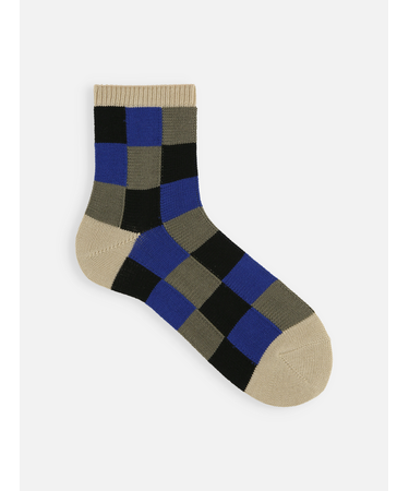 【Tabio MEN】ブロックチェックショートソックス