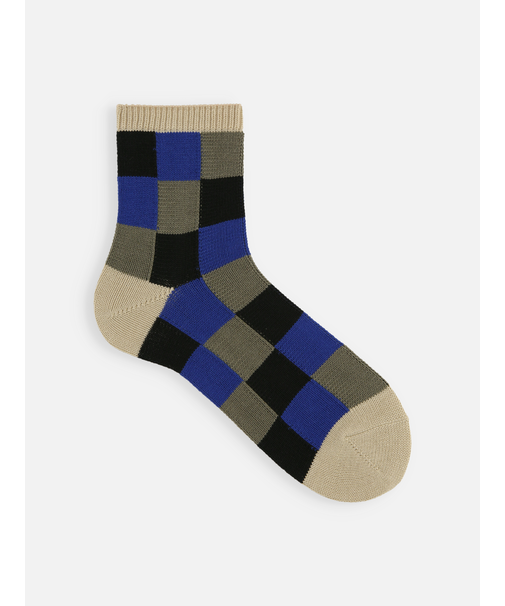 【Tabio MEN】ブロックチェックショートソックス