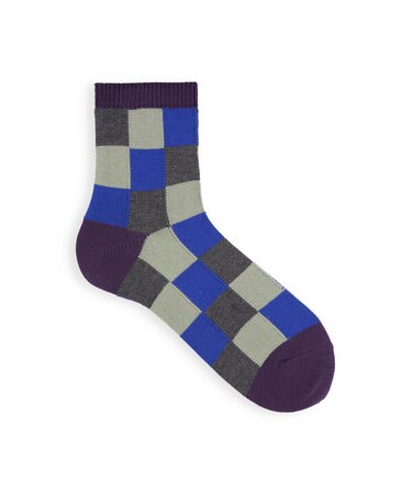【Tabio MEN】ブロックチェックショートソックス