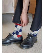 【Tabio MEN】ブロックチェックショートソックス