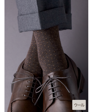 【Tabio MEN】WOOLピンドットレギュラー丈ソックス