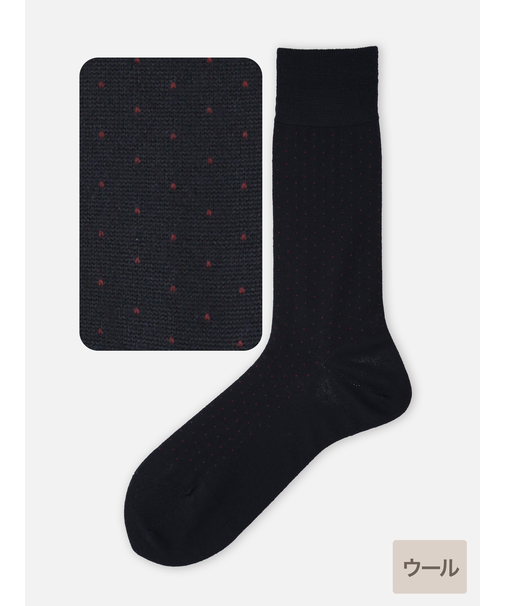 【Tabio MEN】WOOLピンドットレギュラー丈ソックス