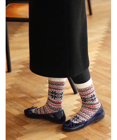 雪柄フェアアイルJQソックス