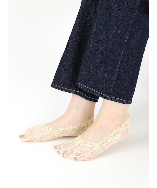 縫製花柄レースカバーソックス（24.0～26.0cm）