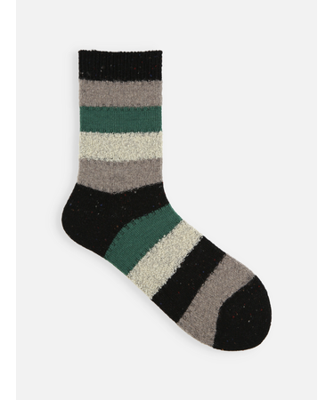 異素材ボーダーショートソックス