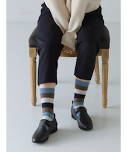 異素材ボーダーショートソックス