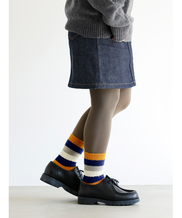 異素材ボーダーショートソックス