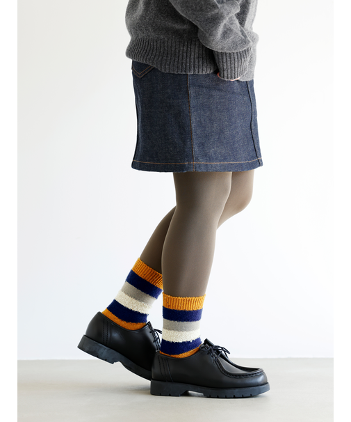 異素材ボーダーショートソックス