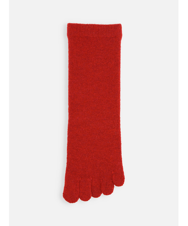 紡毛無地五本指ソックス