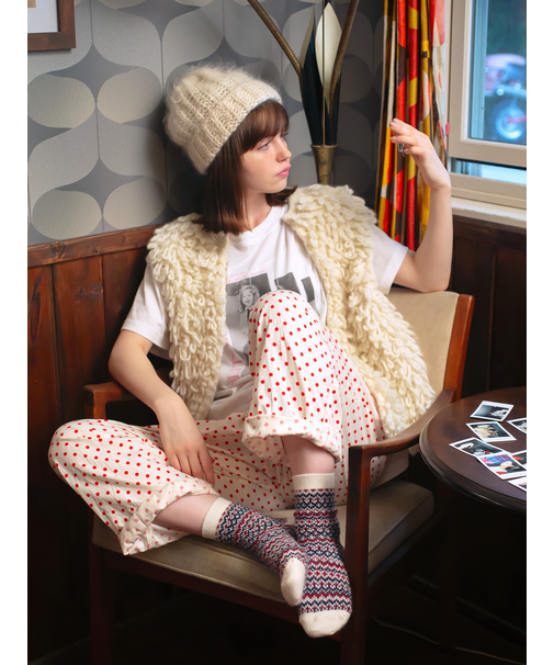 紡毛フェアアイルショートソックス