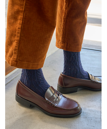 【Tabio MEN】 紡毛アランケーブルレギュラーソックス