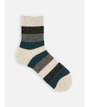 【Tabio MEN】ウールネップ異素材ボーダーショートソックス