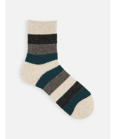 【Tabio MEN】ウールネップ異素材ボーダーショートソックス