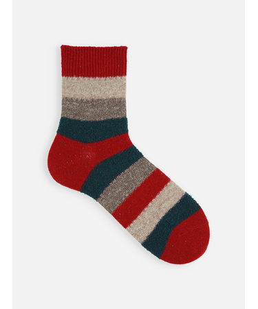 【Tabio MEN】ウールネップ異素材ボーダーショートソックス