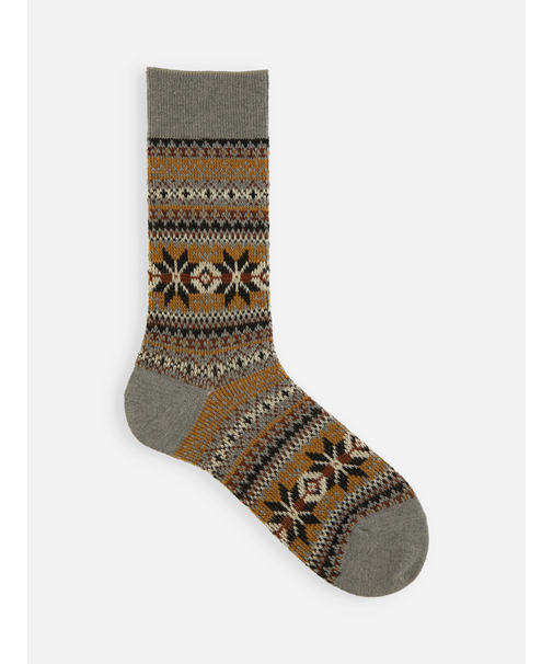 【Tabio MEN】紡毛JQ雪柄フェアアイルレギュラーソックス