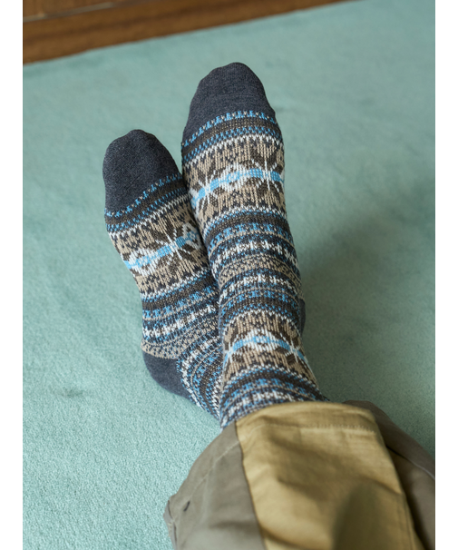 【Tabio MEN】紡毛JQ雪柄フェアアイルレギュラーソックス