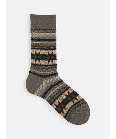 【Tabio MEN】紡毛JQ雪柄フェアアイルレギュラーソックス