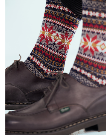 【Tabio MEN】紡毛JQ雪柄フェアアイルレギュラーソックス