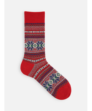 【Tabio MEN】紡毛JQ雪柄フェアアイルレギュラーソックス